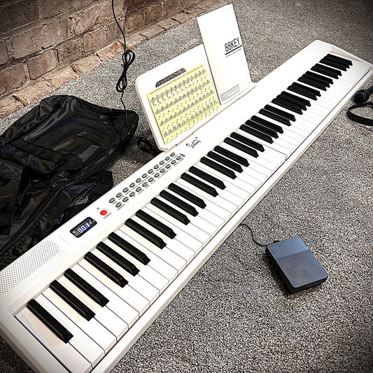 White 88-Key Digital Piano Keyboard with Semi Weighted Keys, 1000 Tones, Pedal0