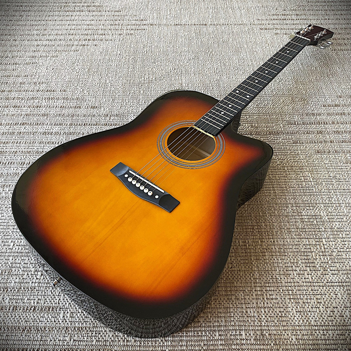 41" Sunburst Acoustic Guitar Starter Kit – Full Size Cutaway, Bag, Tuner, Capo0