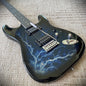 Full-Size Electric Guitar, Double Cutaway, Blue Lightning Finish, H-H Pickups0