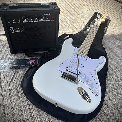 All-In-One White Electric Guitar Package with 20w Amp, Full-Size, H-S-S Pickups14