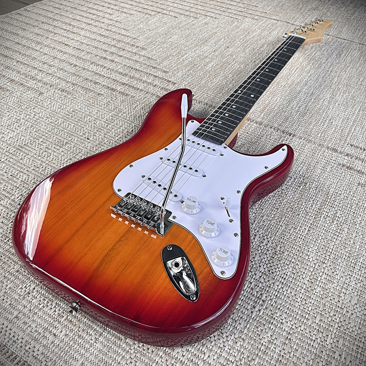 Cherry Sunburst Electric Guitar Package with Gig Bag, S-S-S Pickups, Full-Size0