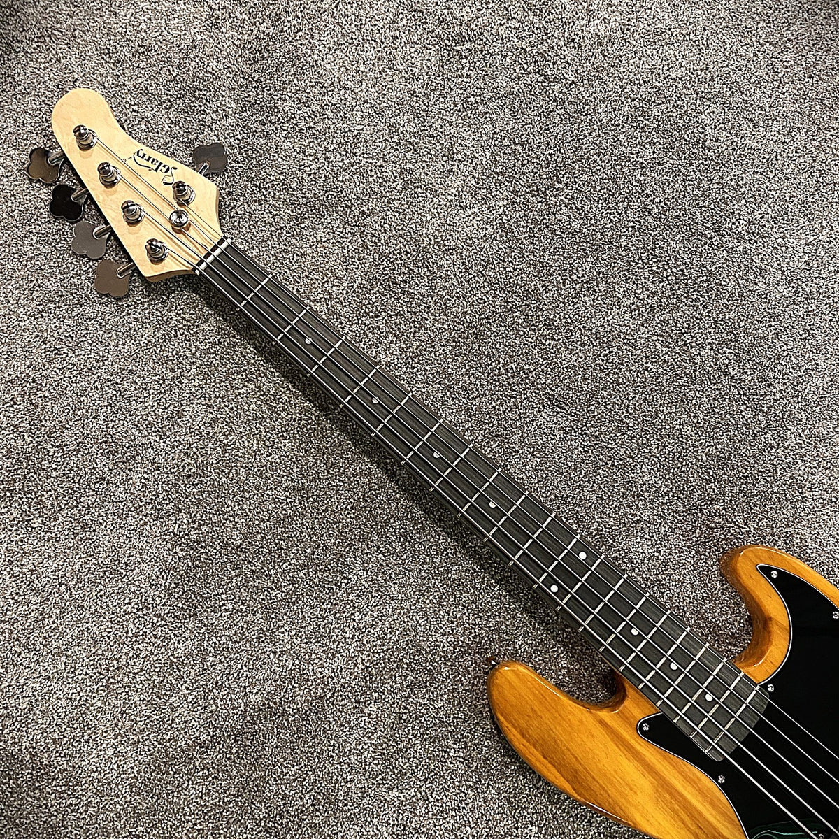 Trans-Yellow 5-String Electric Bass Guitar with SS Pickups, 24-Frets, Maple Neck9