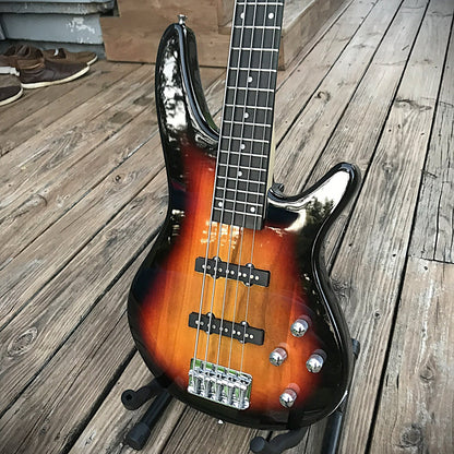 Sunburst 5 String Electric Bass Guitar 24-Frets with Gig Bag and Accessories3