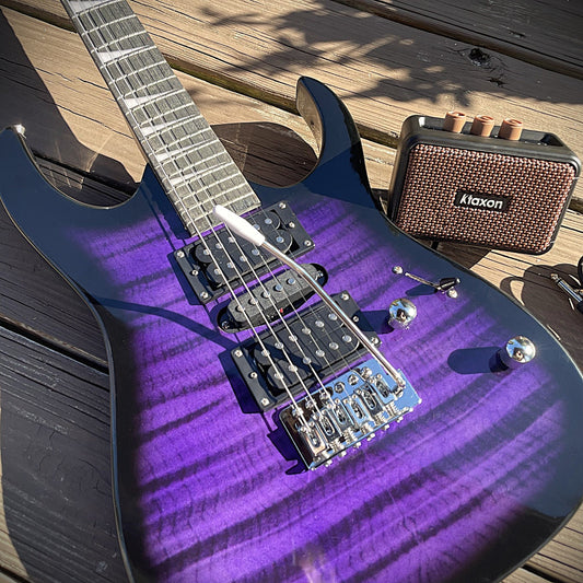 Full-Size Purple Electric Guitar and 5-Watt Amp Starter Package with Accessories0