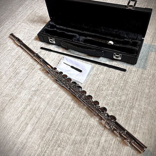 Concert Band Flute for Student with Hard Carry Case, Silver Nickel Plated Brass0