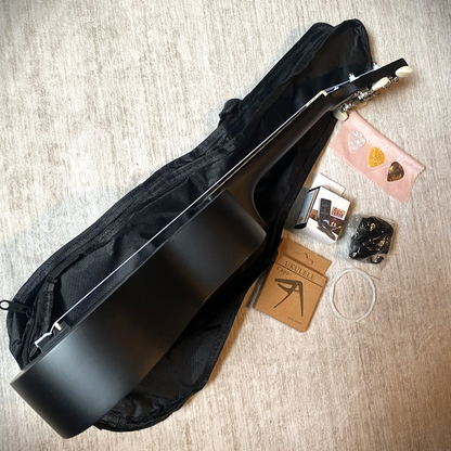 Soprano Ukulele Starter Package, Black 21" Uke Bundle Kit with Tuner, Capo, Bag5