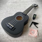 Soprano Ukulele Starter Package, Black 21" Uke Bundle Kit with Tuner, Capo, Bag0