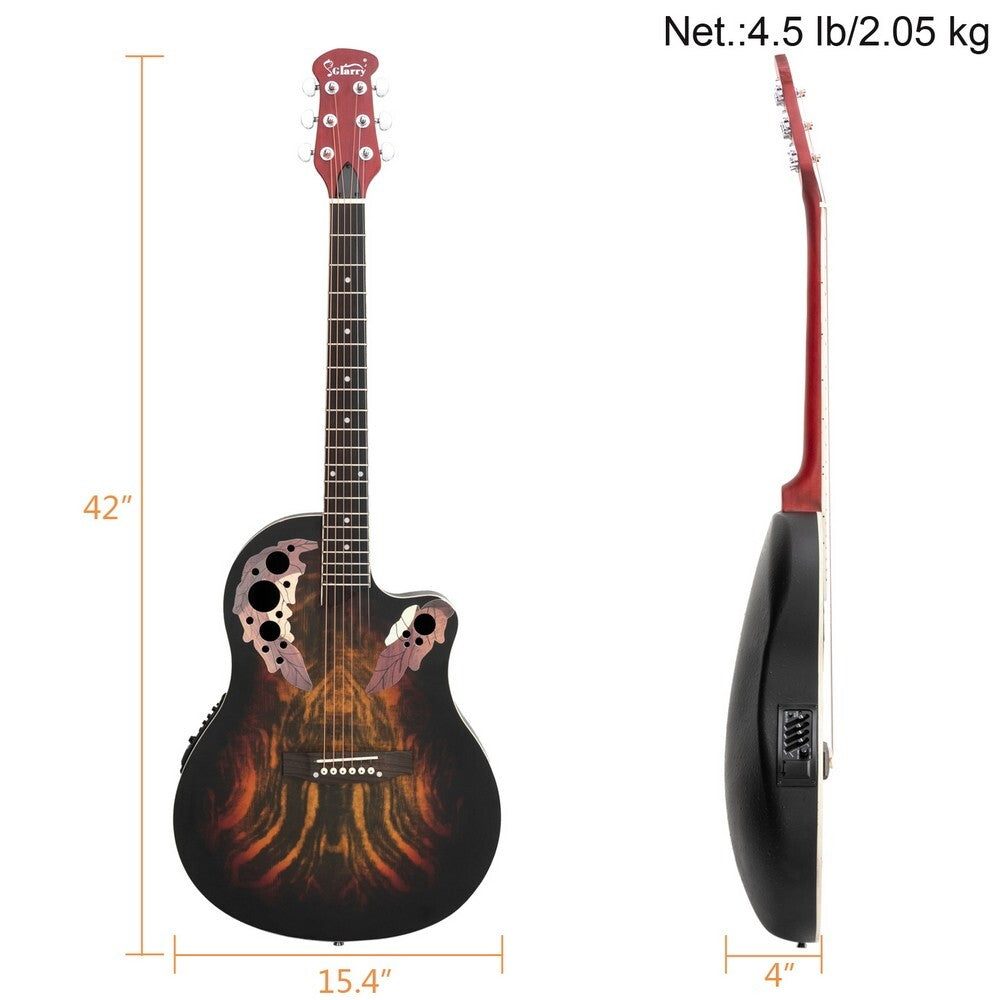 Acoustic Electric Guitar with Round ABS Back, Spruce Top, Cutaway, and Gig Bag3