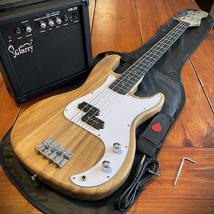 Full-Size Natural Electric Bass Guitar Starter Package w/ 20w Amp & Accessories4
