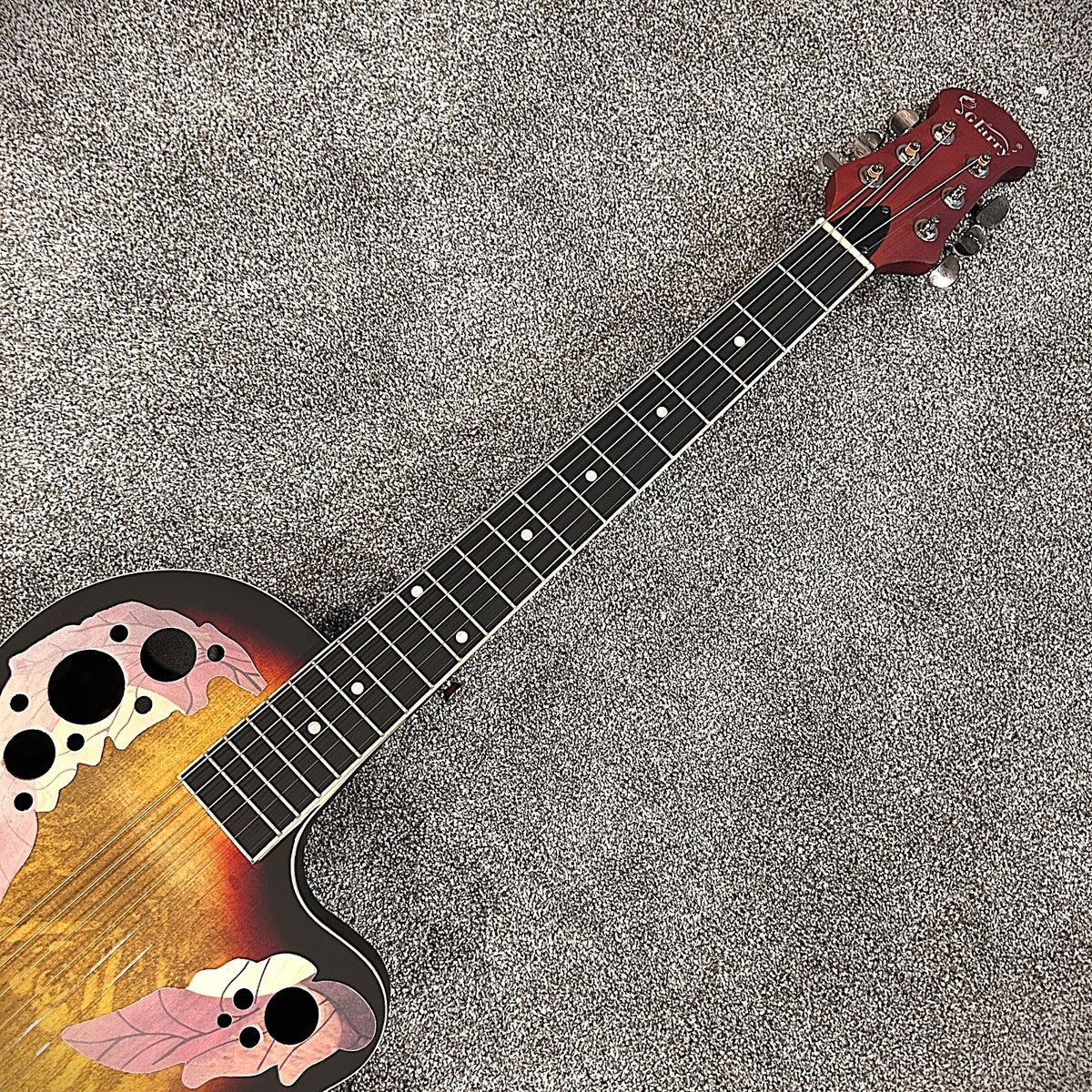 Full-Size Sunburst Acoustic Electric Guitar with Round Back, Grape Sound Holes3