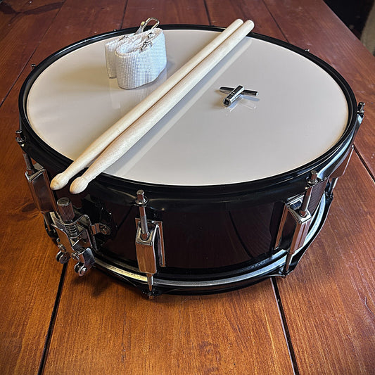 Black 14 x 5.5 Snare Drum, Poplar Shell for Drum Set, Marching Band with Sticks0