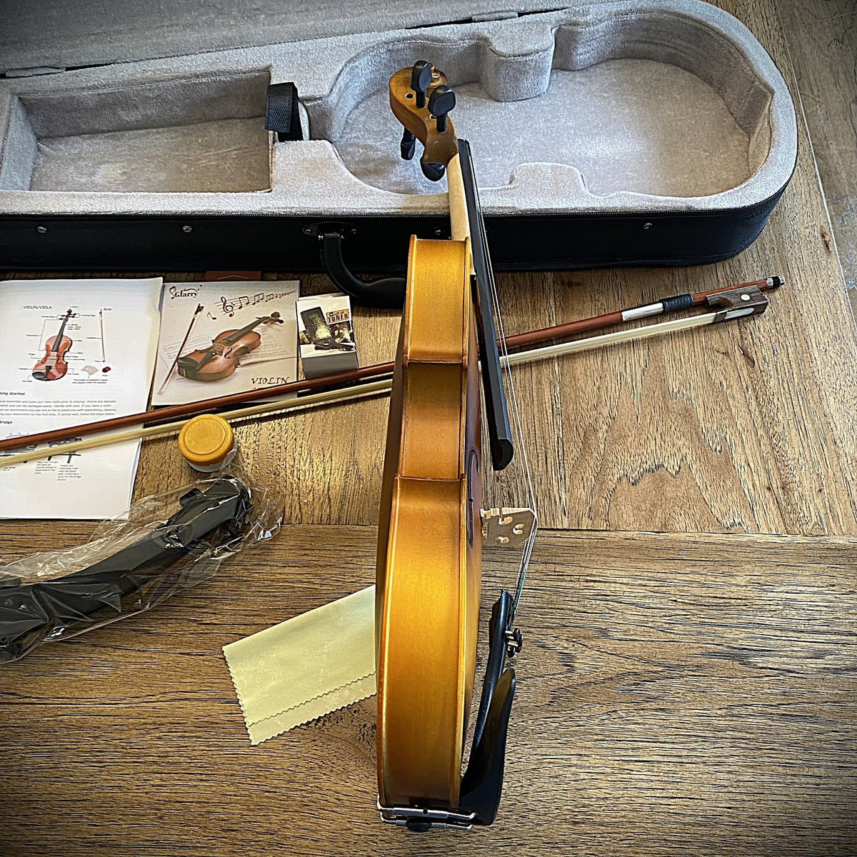 Full-Size 4/4 Violin with Gorgeous Antiqued Finish, Case, Bow, Rosin and More6