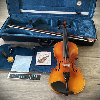 Full-Size 4/4 Violin Fiddle with Preset Bridge, Case w/ Hygrometer, Bow and More11
