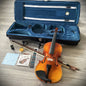 Full-Size 4/4 Violin Fiddle with Preset Bridge, Case w/ Hygrometer, Bow and More0