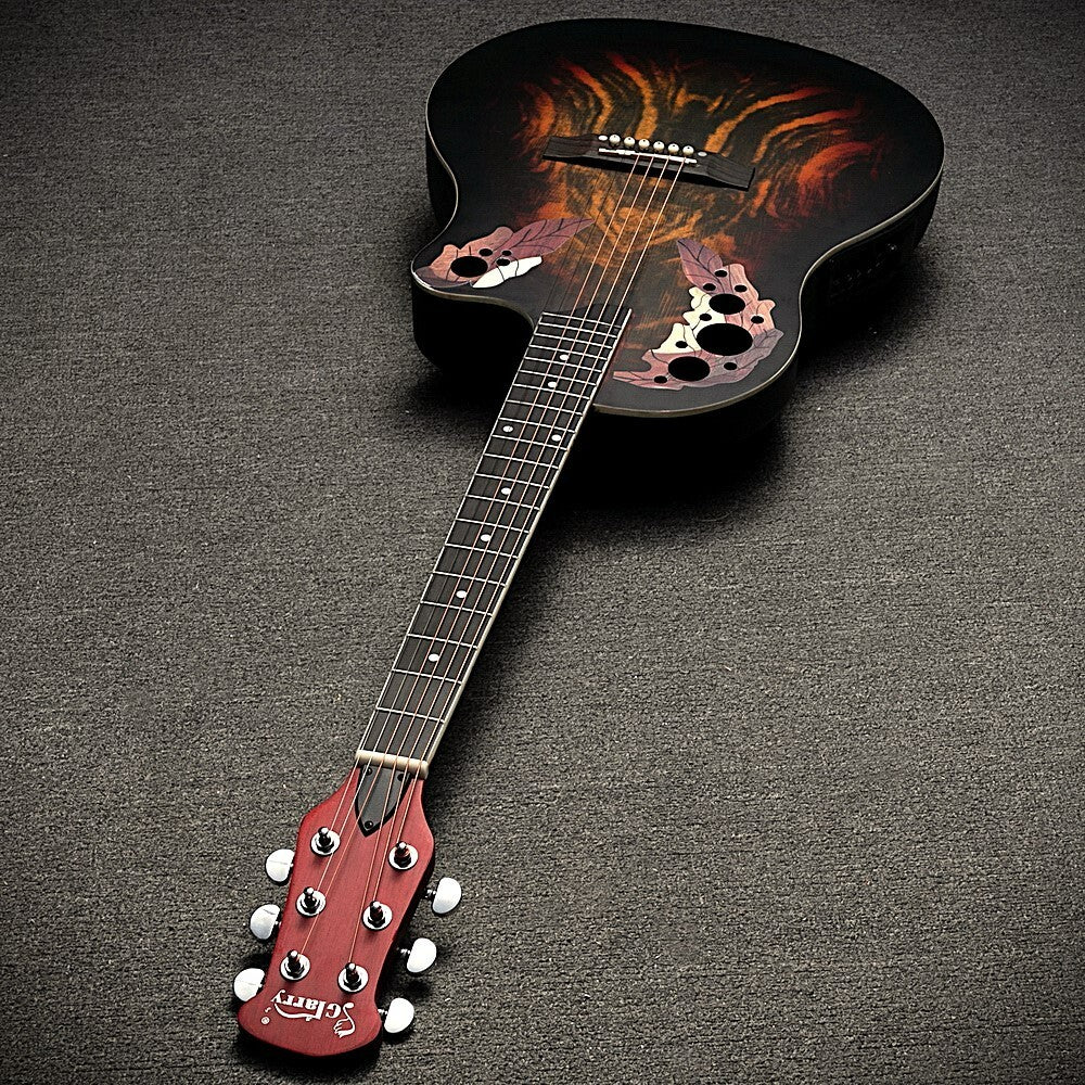 Acoustic Electric Guitar with Round ABS Back, Spruce Top, Cutaway, and Gig Bag0