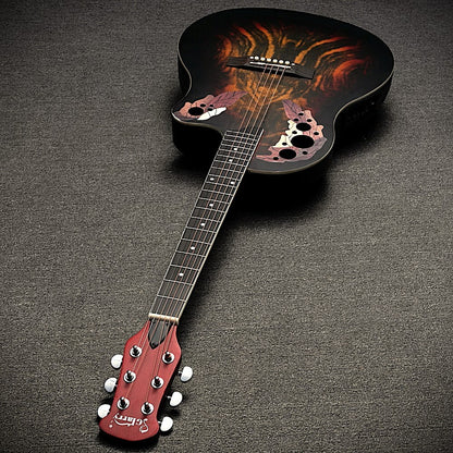 Acoustic Electric Guitar with Round ABS Back, Spruce Top, Cutaway, and Gig Bag0