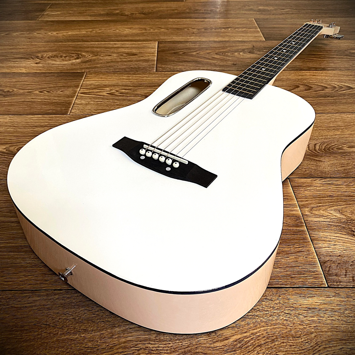 38" White Parlor Acoustic Guitar Beginner Package, Offset Soundhole, Peach Back4