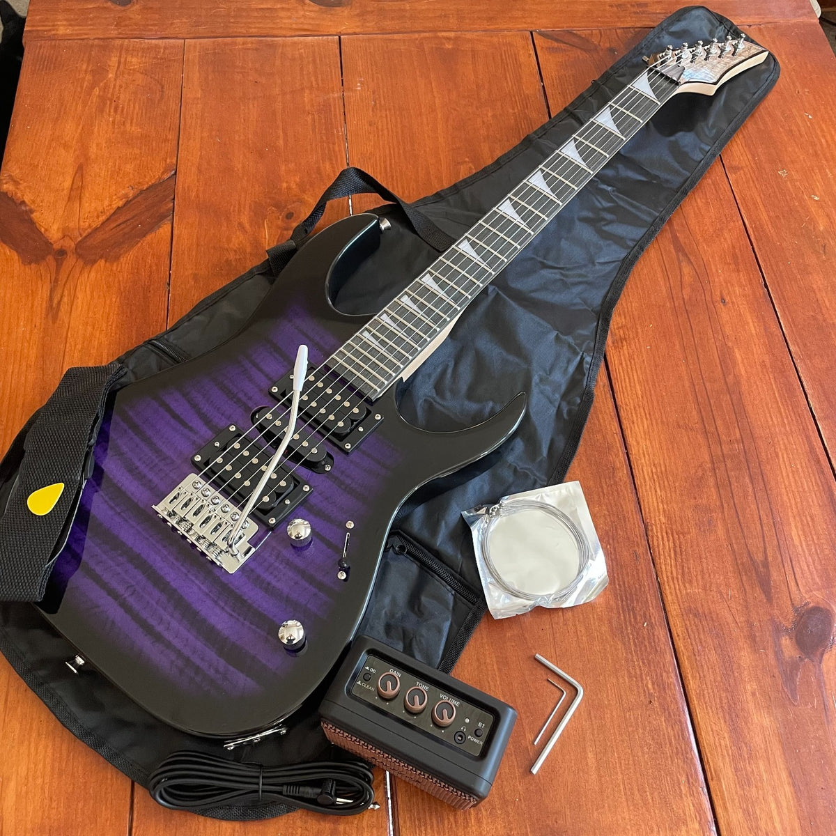 Full-Size Purple Electric Guitar and 5-Watt Amp Starter Package with Accessories4
