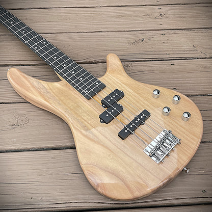 Full-Size Natural Bass Guitar with High Gloss Finish, 24-Frets, S-S Pickups9