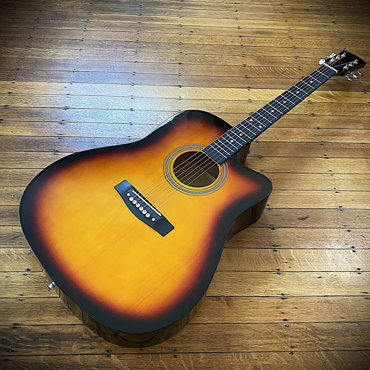 41" Sunburst Acoustic Guitar Starter Kit – Full Size Cutaway, Bag, Tuner, Capo3