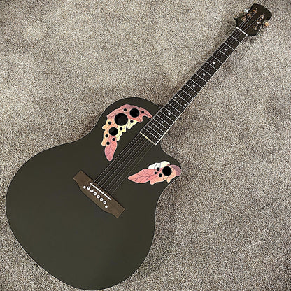 41" Black Acoustic Guitar – Cutaway Body, Laminate Spruce Top, ABS Rounded Back1