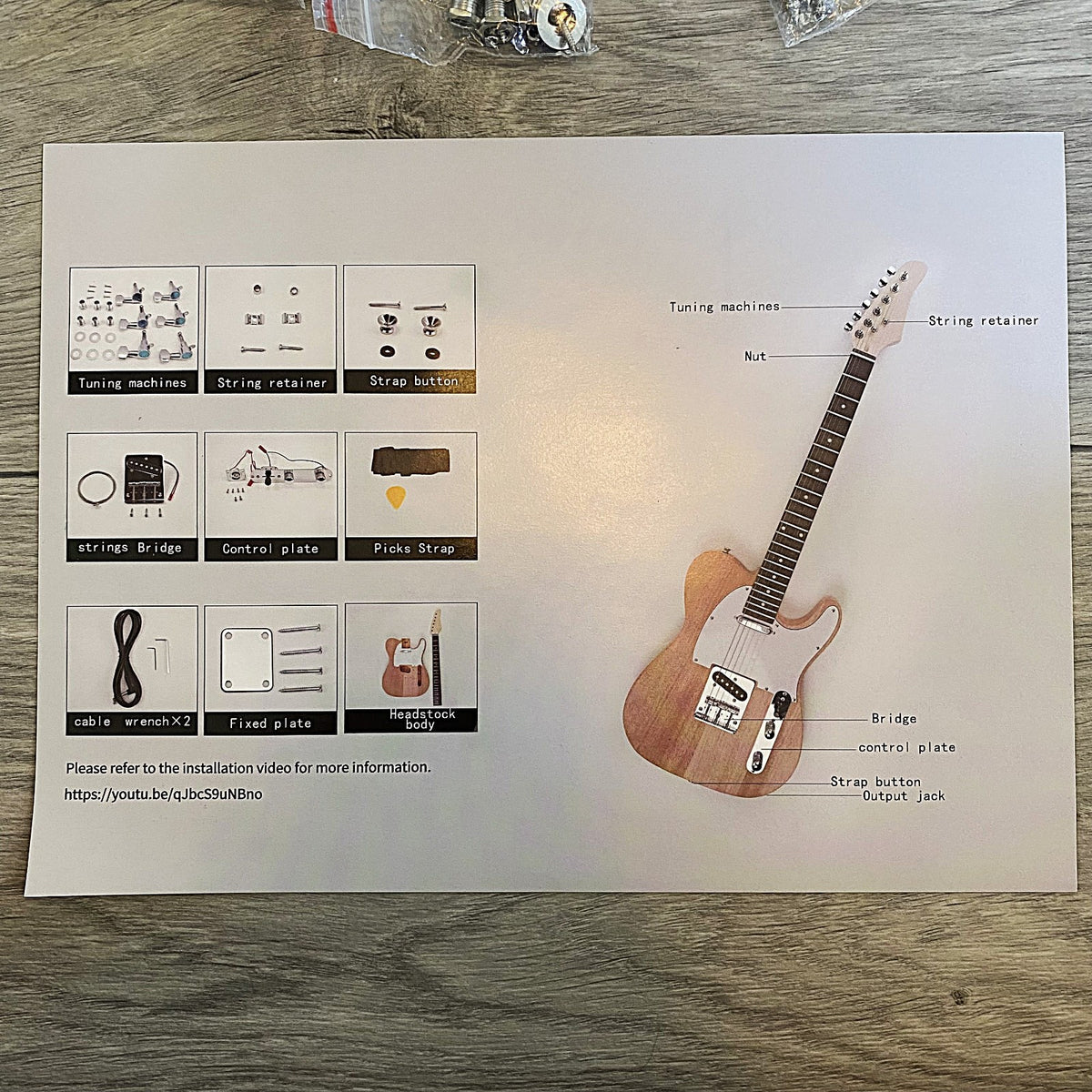DIY Tele Style Electric Guitar Kit – Solid Mahogany Body, Solderless Starter Kit15