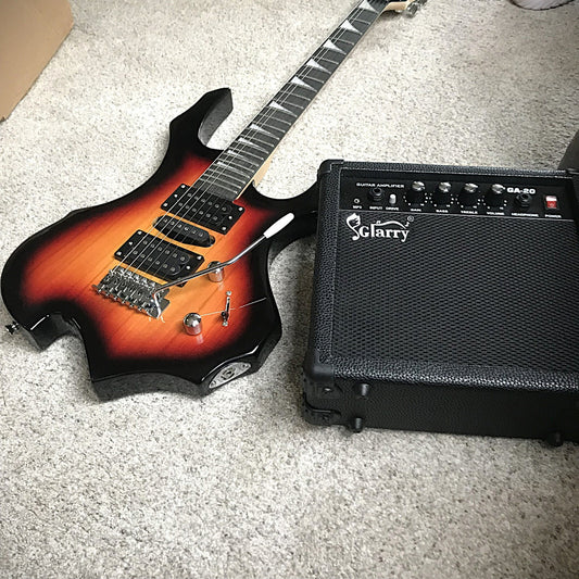 Sunburst Full Size Electric Guitar Starter Package  with 20 Watt Amp Accessories0